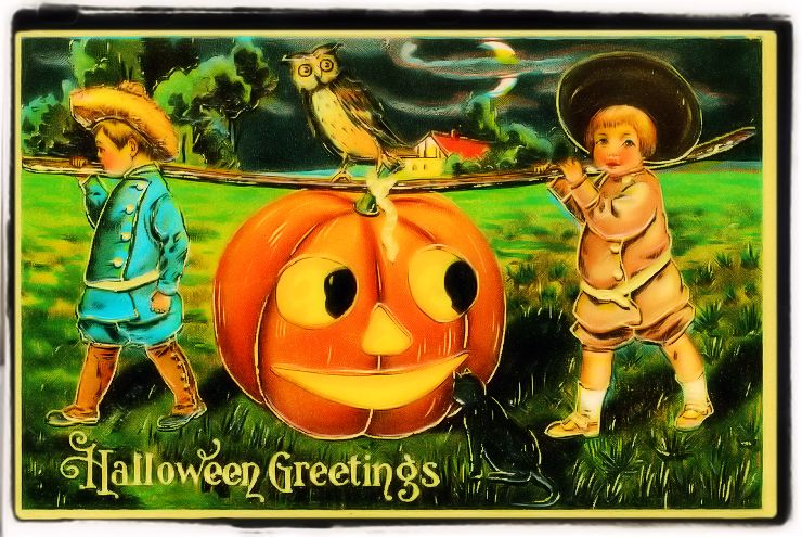 Cute Halloween Vintage Postcard