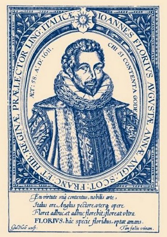 Florio portrait in 1613 edition of Montaigne translation