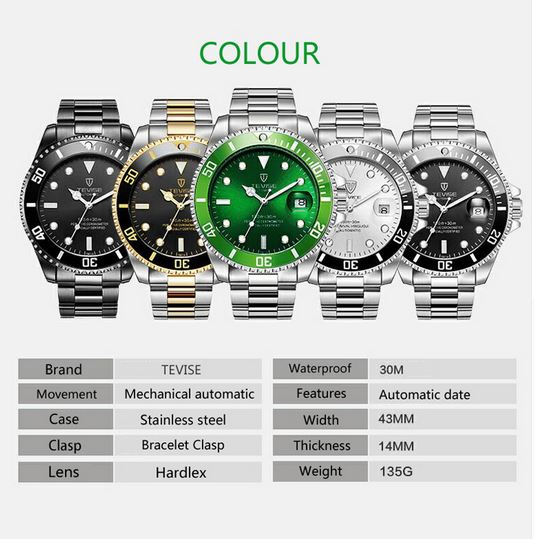 Tevise brand mechanical automatic watches