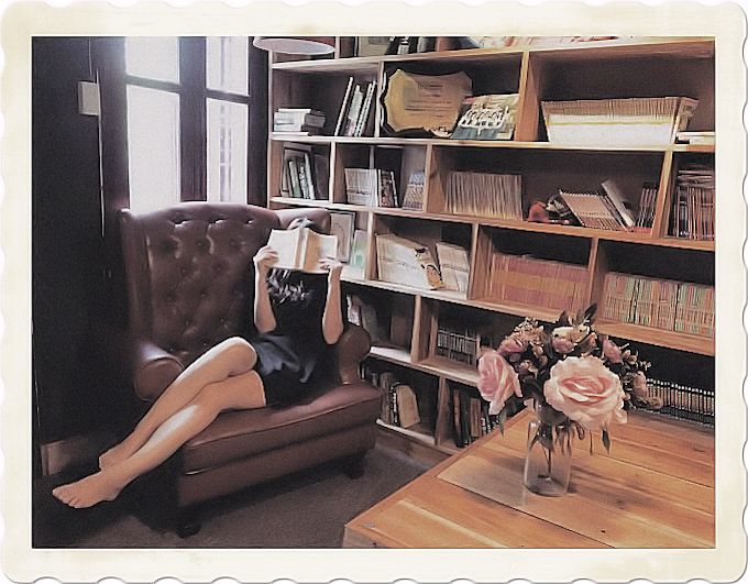 A woman reading a book