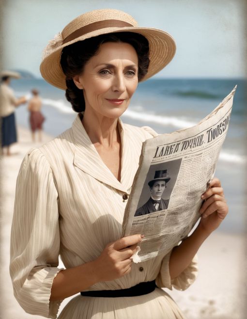 Woman reading a newspaper